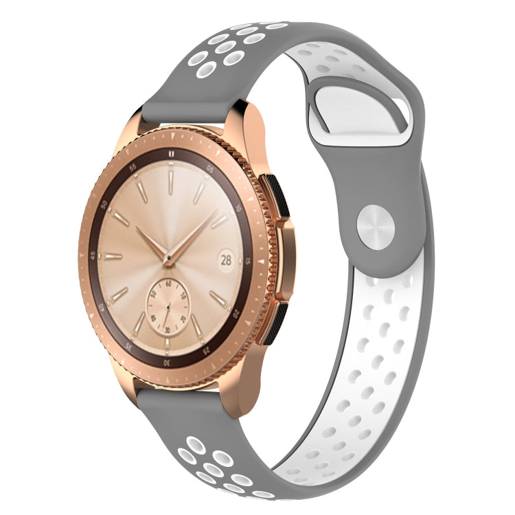 Dual-color silicone watch band for 42mm smartwatch, gray with white oval dot pattern
