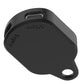 Black charging adapter base with circular contact plate and mounting loop