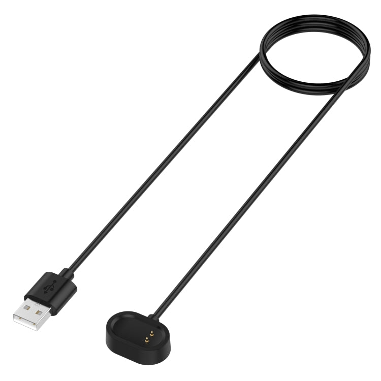 USB-A to magnetic charger cable, black cord with round dock connector.
