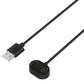 Magnetic charging cable, USB-A plug to round magnetic dock, black with gold contacts.