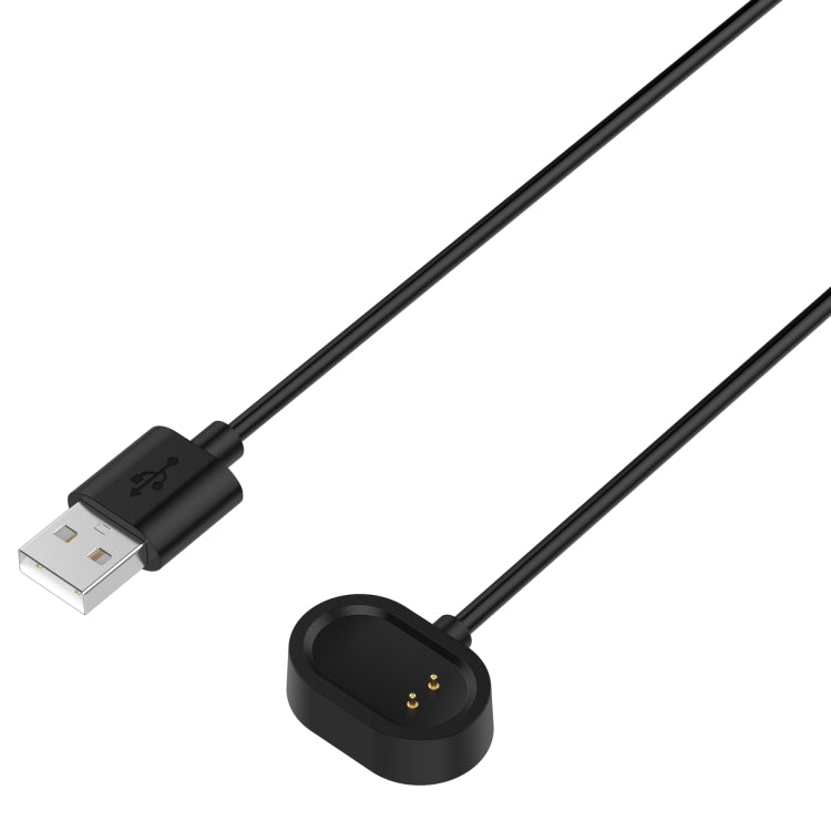 Magnetic charging cable, USB-A plug to round magnetic dock, black with gold contacts.