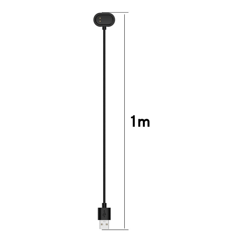 Magnetic charging cable with USB-A plug to magnetic dock, 1m length, black.