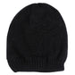 Black textured knit beanie with ribbed brim