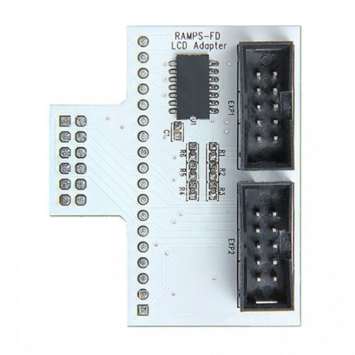 LCD adapter board with component layout and two dual-pin LCD connector sockets