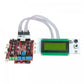 LCD display module with green screen and ribbon cable connected to adapter board