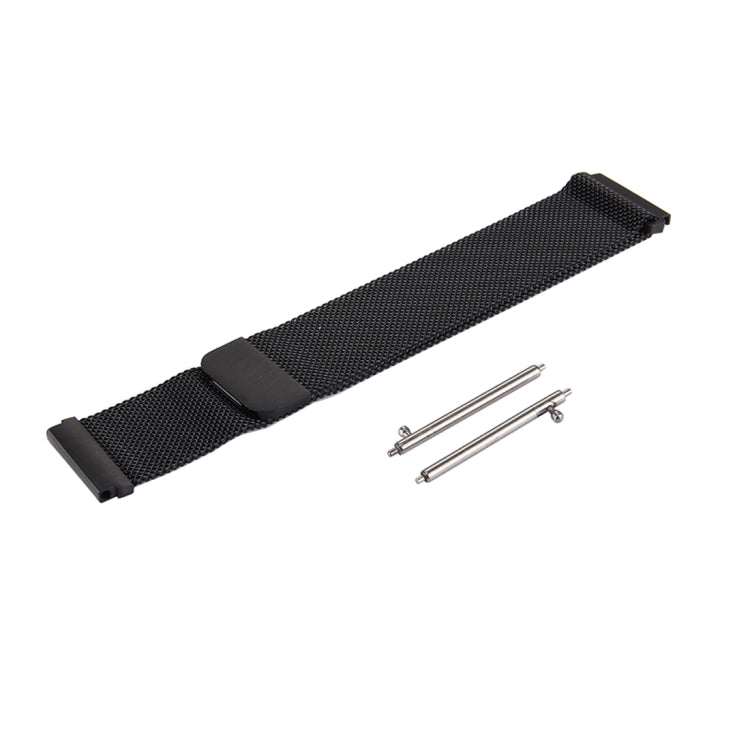Black milanese loop magnetic watch band with clasp and included pins
