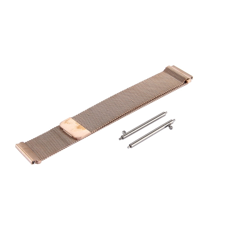Rose gold milanese loop magnetic watch band with clasp and pin connectors