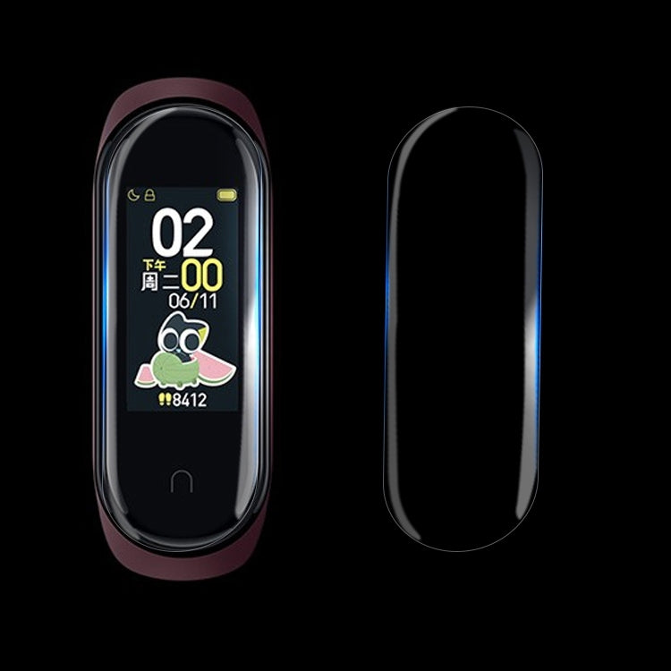 Black fitness tracker display with a clear screen protector film, full front coverage
