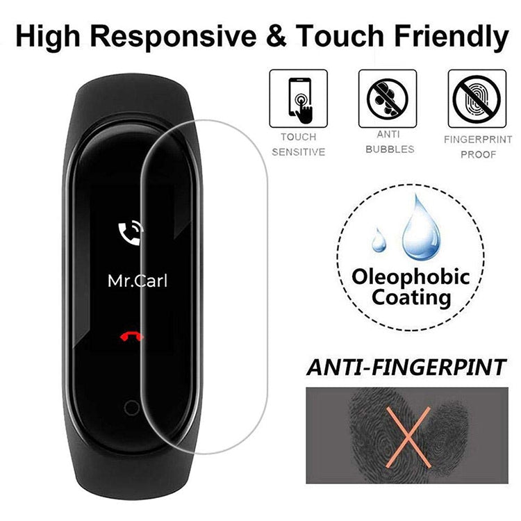 Clear PET screen protector film on fitness tracker screen, touch-sensitive and anti-fingerprint