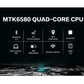 Smartwatch system feature graphic showing MTK6580 quad-core CPU and connectivity icons