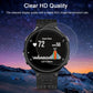 Clear HD-quality tempered glass screen protector over a black smartwatch
