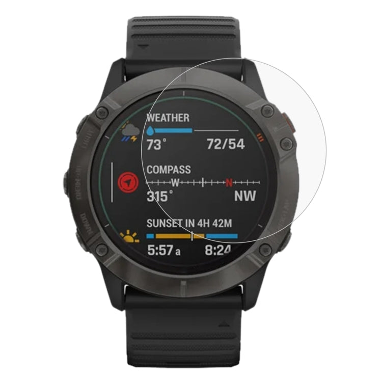 Tempered glass screen protector for Garmin Fenix 6X on black smartwatch display