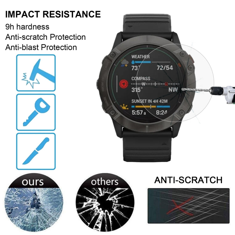 Tempered glass screen protector for Garmin Fenix 6X with anti-scratch impact protection