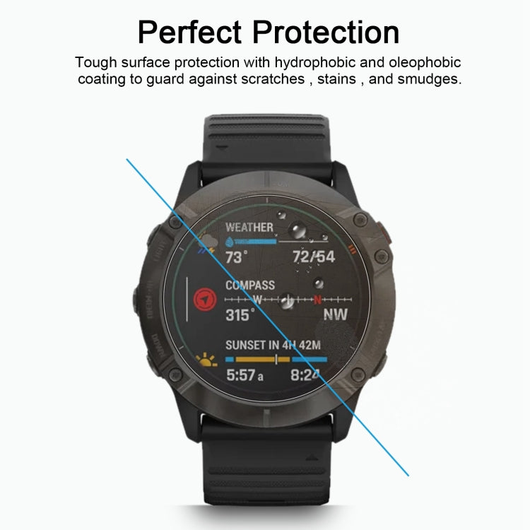 Tempered glass screen protector for Garmin Fenix 6X with hydrophobic and oleophobic coating