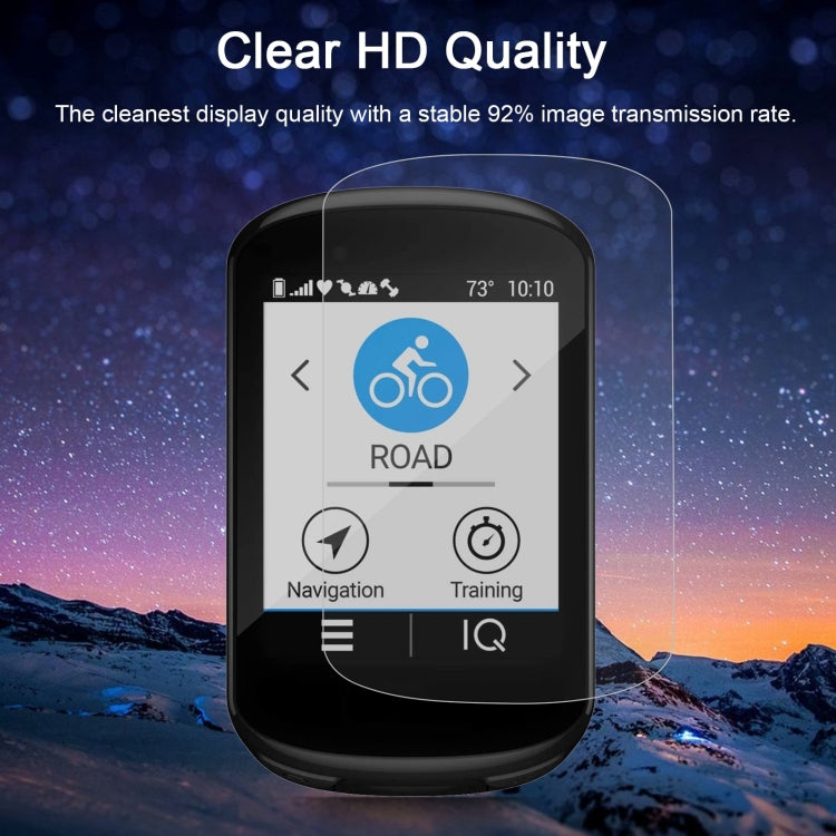 Clear HD tempered glass screen protector film on a bike computer display for clarity