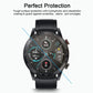 HD tempered glass screen protector on smartwatch, waterproof and smudge-resistant coating