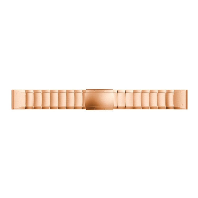 Rose gold steel watch band link detail, 22mm.