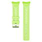 Bright green silicone watch band with multiple vented strap holes and metal clasp