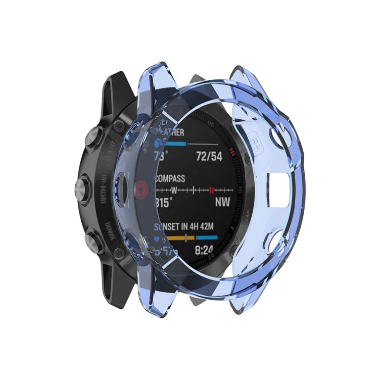TPU half-coverage smartwatch case, blue transparent with black outer frame