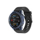 Blue TPU half-coverage smartwatch case with black watch strap visible