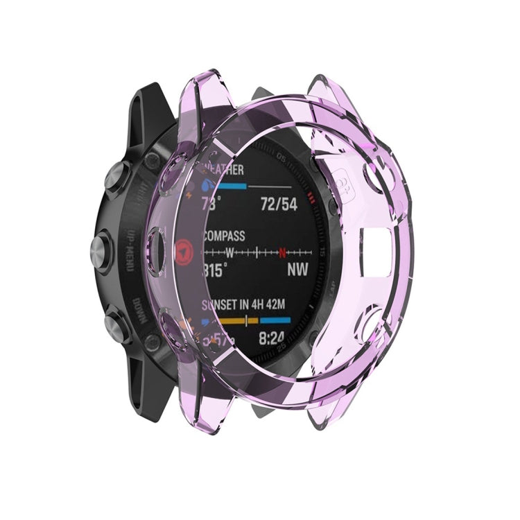 TPU half-coverage smartwatch case, purple transparent with black outer frame