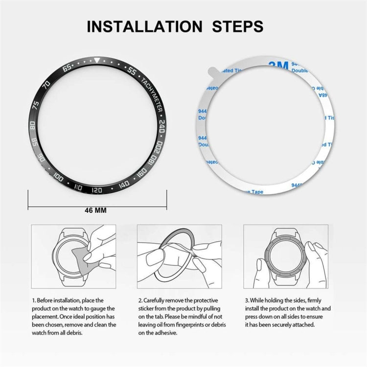 Watch protective frame installation diagram with two circular guides and step panels