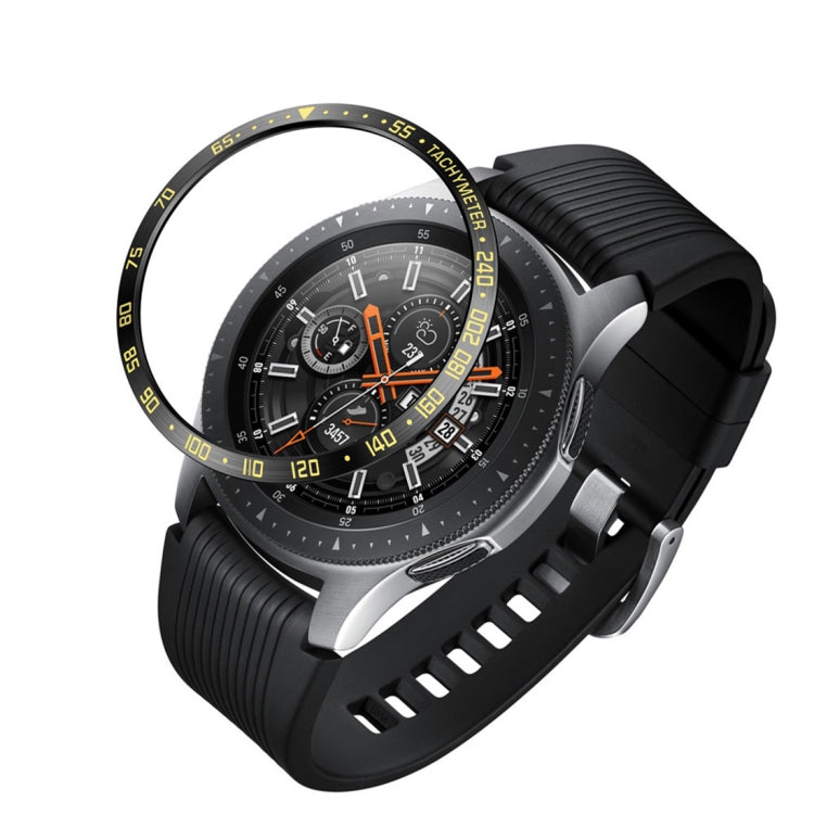 Black protective watch frame with steel dial ring and black ribbed silicone strap