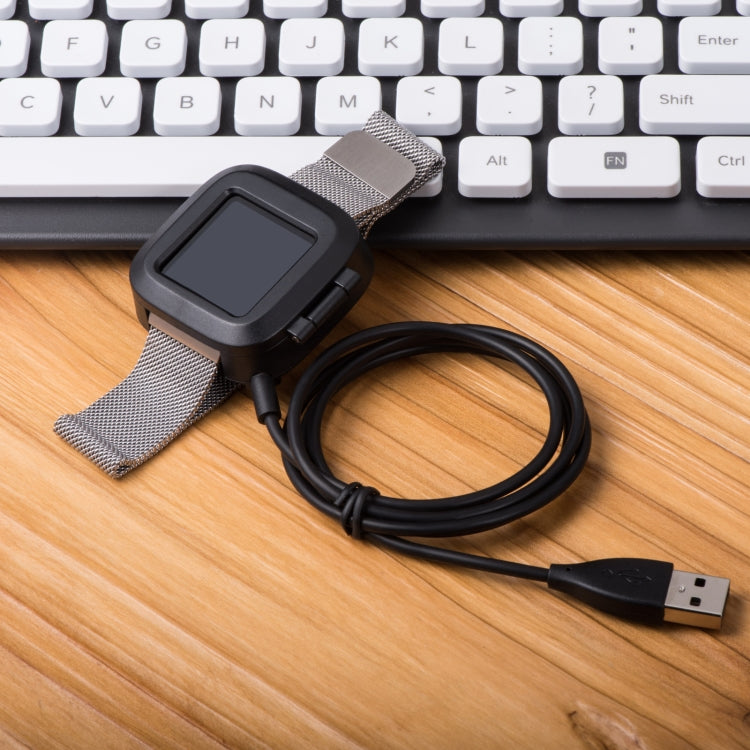 Smartwatch USB charger cable with black dock and USB-A plug
