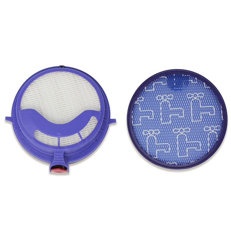 HEPA vacuum pre-filters: two blue circular filters with white mesh and blue grid