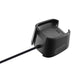 Black smartwatch charging dock adapter with side details and cable attached