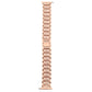 Rose gold diamond-studded stainless steel watch band, long vertical view with clasp