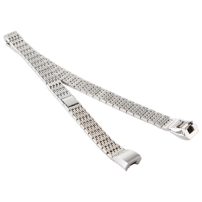 Stainless steel watch band for Fitbit Alta, silver mesh with fold-over clasp