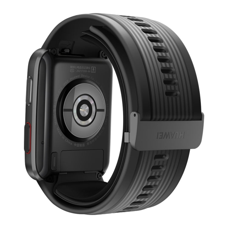 Black health smartwatch back view with circular sensor module on the strap