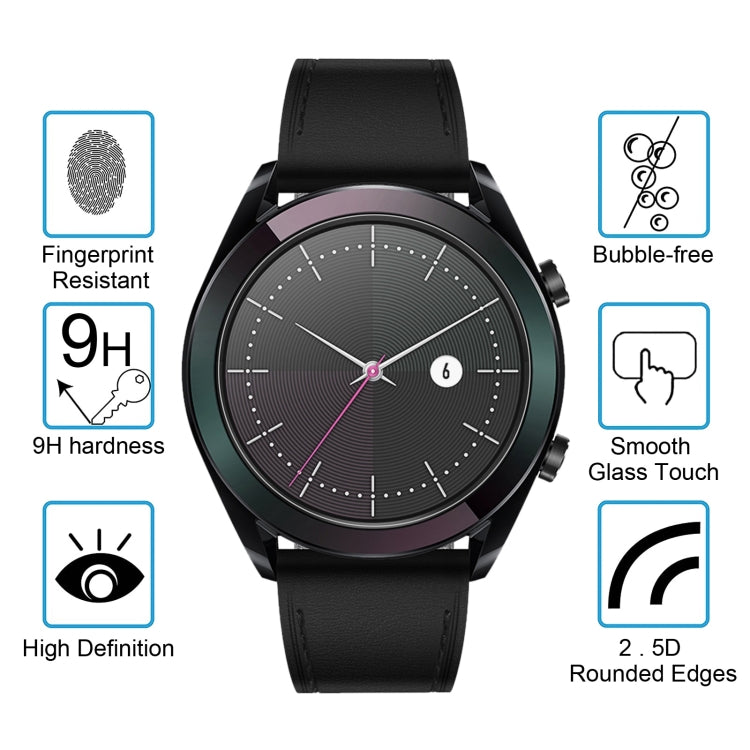 Clear 9H curved tempered glass screen protector film for smartwatch, rounded edges