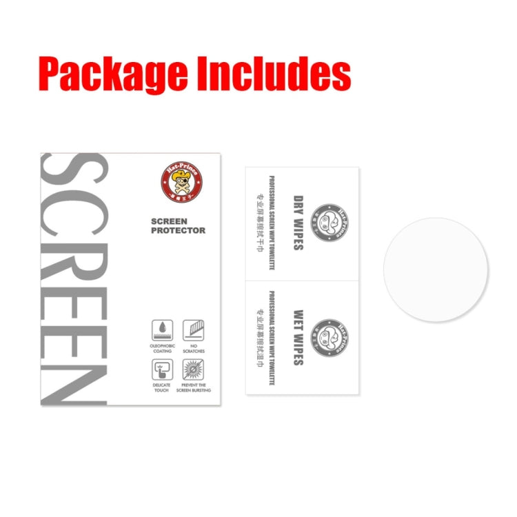 Screen protector kit packaging with tempered glass film and cleaning wipes