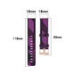 Purple striped nylon watch band with buckle and adjustable pin-hole rows.