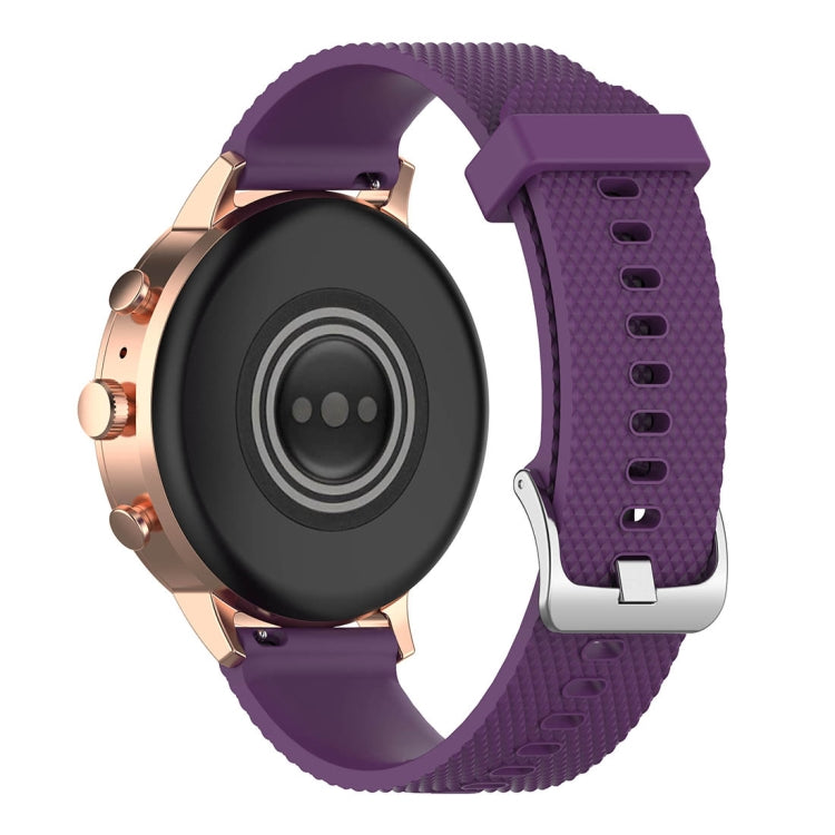 Purple textured silicone watch band with metal buckle and watch strap connector
