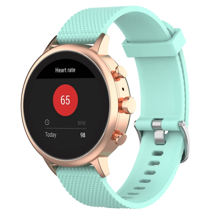 Light mint textured silicone smartwatch wrist strap band with metal buckle