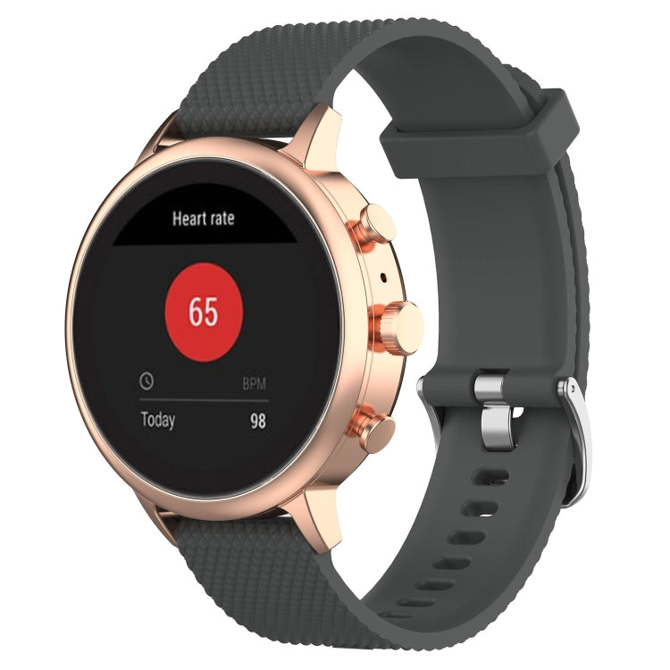 Dark gray textured silicone smartwatch wrist strap band with metal buckle