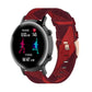 Nylon watch band with red stripe weave, metal buckle and connector for smartwatch