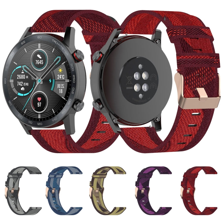 22mm stripe weave nylon watch band in multiple colors with buckle clasp