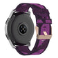 22mm purple woven nylon watch band with check pattern and rose-gold buckle on dark watch.