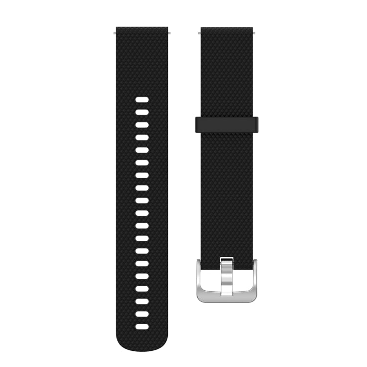 22mm black textured silicone watch band strap with metal pin clasp