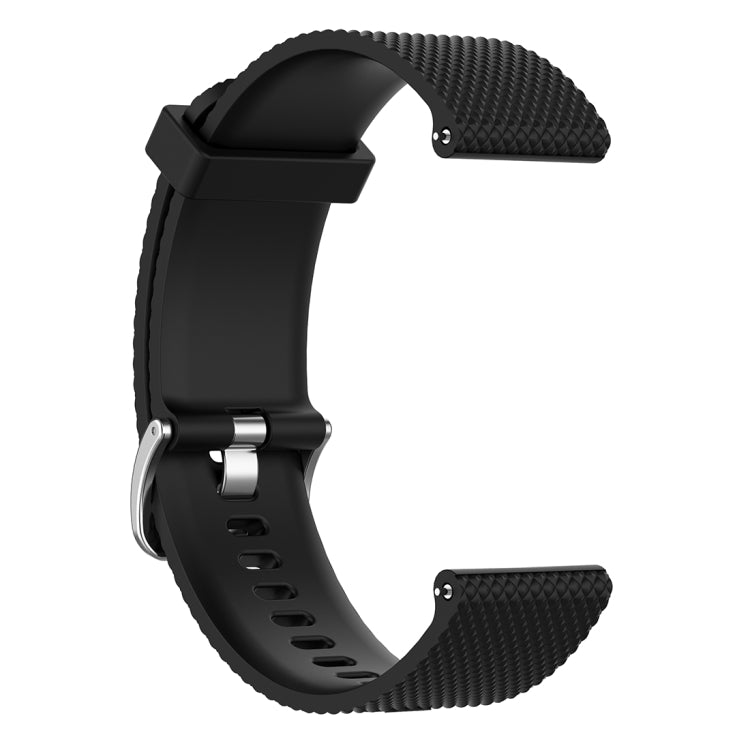 22mm black textured silicone watch band with clasp and perforated strap slots