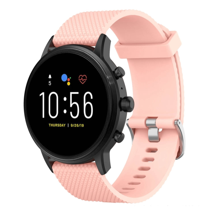22mm textured silicone watch band with clasp, light pink strap