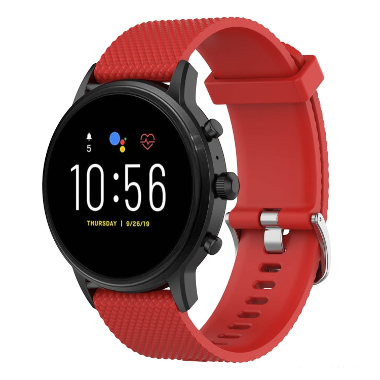 22mm textured silicone watch band with clasp, red strap