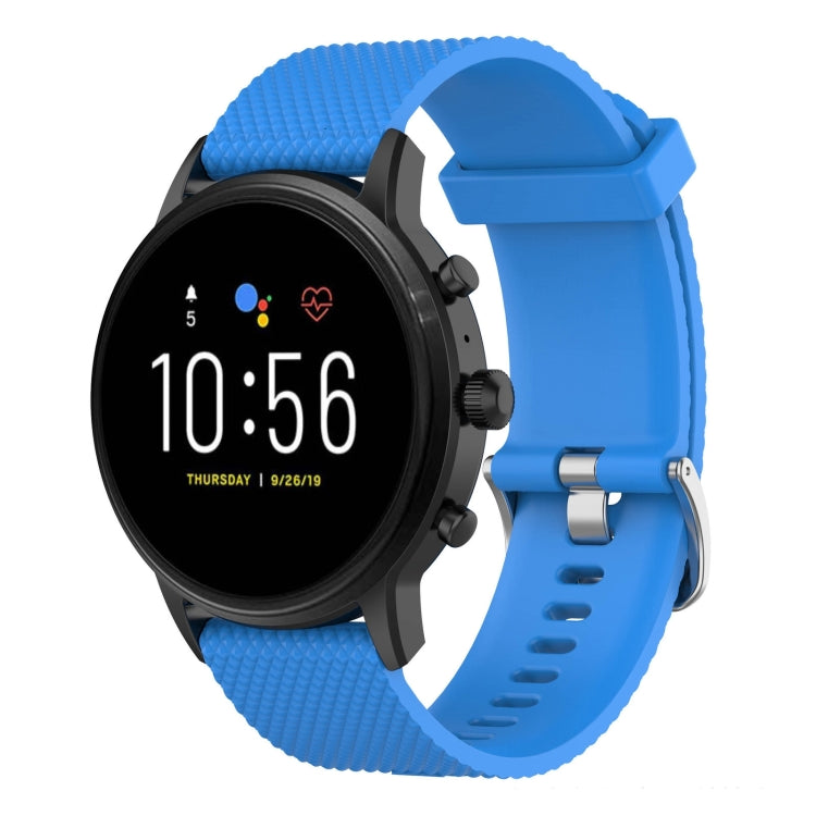 22mm textured silicone watch band with clasp, blue strap