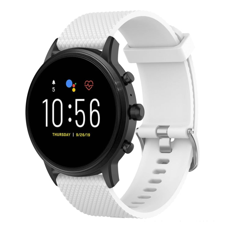 22mm textured silicone watch band with clasp, white strap
