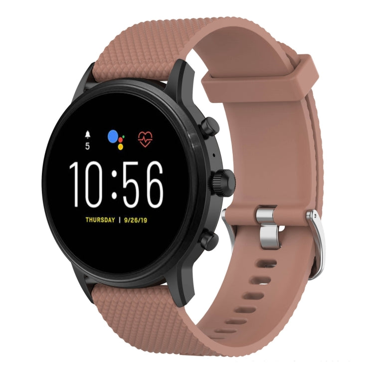 22mm textured silicone watch band with clasp, brown strap