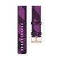Purple stripe weave watch strap with adjustable metal buckle and pin clasp.